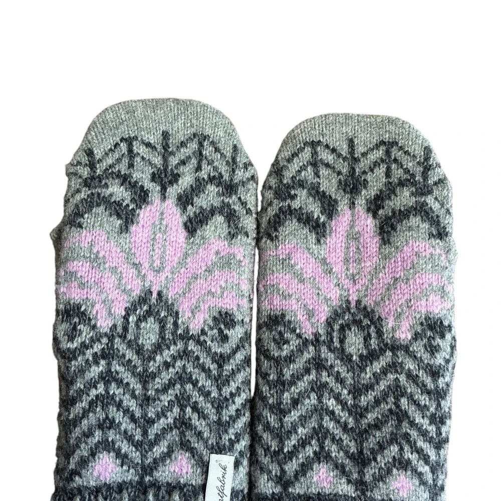 Ojbro Vantfabrik Womens Merino Wool Fager Print Mittens Swedish Made Winter